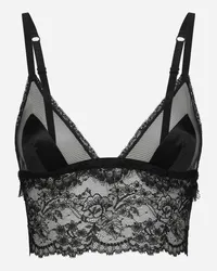 Dolce & Gabbana Reggiseno Bralette Soft Cup In Raso Con Pizzo - Donna Intimo Nero Pizzo Nero