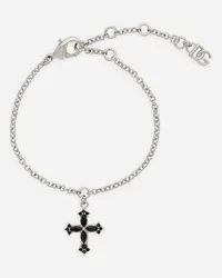 Dolce & Gabbana Bracciale Catena Sottile Con Charm Croce - Donna Bijoux Argento Metallo Argento