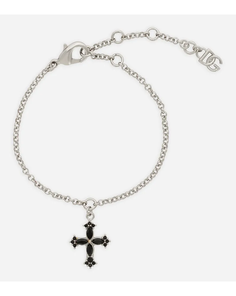 Dolce & Gabbana Bracciale Catena Sottile Con Charm Croce - Donna Bijoux Argento Metallo Argento