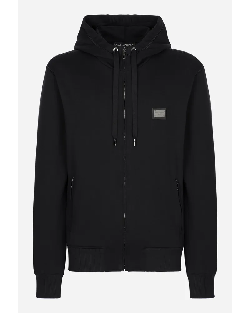 Dolce & Gabbana Felpa Jersey Con Cappuccio E Zip - Uomo Felpe Blu Cotone Blu