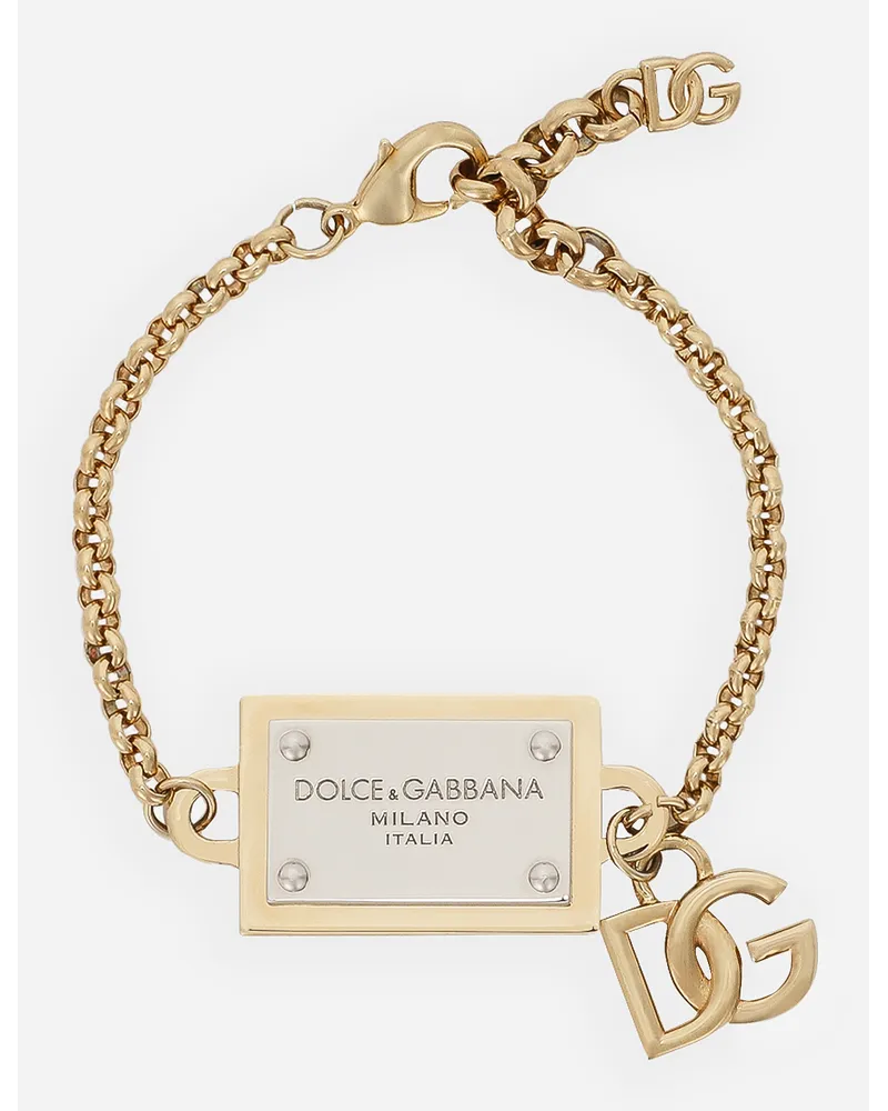 Dolce & Gabbana Bracciale Con Targhetta Logata E Dg - Donna Bijoux Oro Metallo Oro