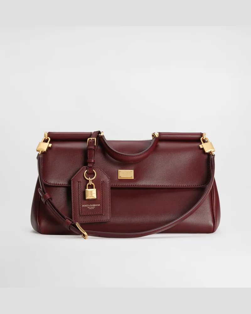 Dolce & Gabbana Borsa A Mano My Sicily In Pelle Di Vitello Plongé - Donna Borse A Mano Bordeaux Bordeaux