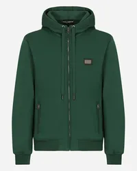 Dolce & Gabbana Felpa Jersey Con Cappuccio E Zip Logo Placca - Uomo Felpe Verde Cotone Verde