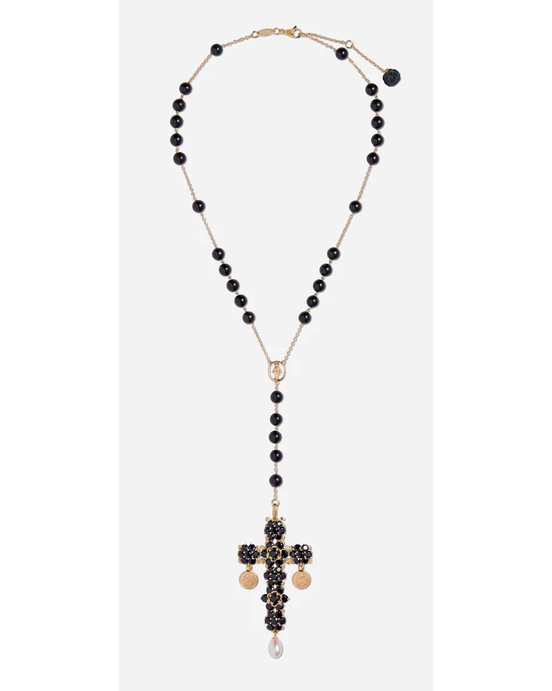 Dolce & Gabbana Tradition Rosary In Yellow Gold Black Sapphires - Donna Collane Oro Metallo Oro