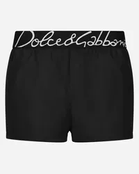 Dolce & Gabbana Boxer Da Mare Corto Logo - Uomo Beachwear Nero Tessuto Nero