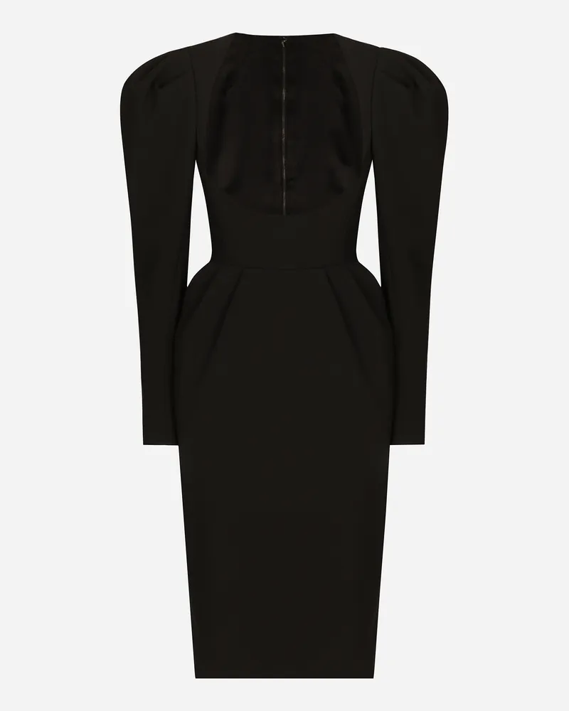 Dolce & Gabbana Abito Longuette In Lana Con Scollo Aperto - Donna Abiti Nero Nero