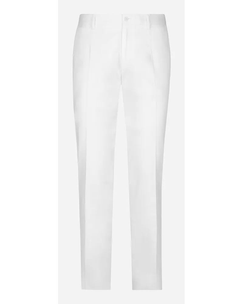 Dolce & Gabbana Pantalone Gabardina Di Cotone - Uomo Pantaloni E Shorts Bianco Cotone Bianco