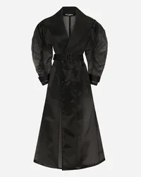 Dolce & Gabbana Trench In Organza Tecnica Con Maniche Arricciate - Donna Cappotti E Giubbotti Nero Nero