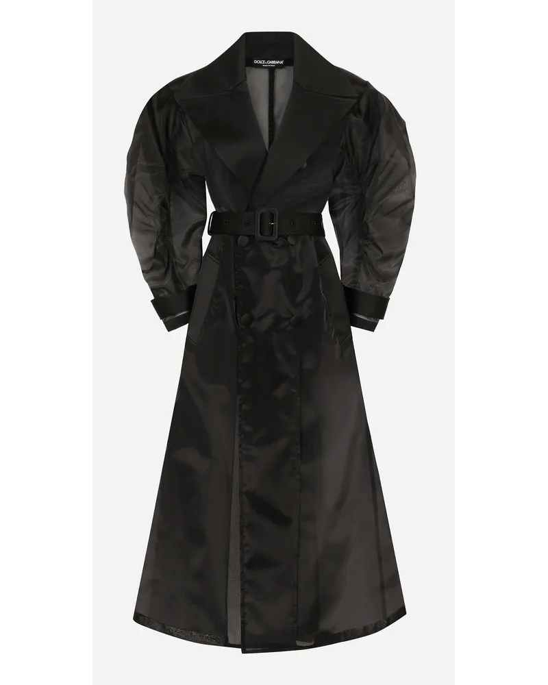 Dolce & Gabbana Trench In Organza Tecnica Con Maniche Arricciate - Donna Cappotti E Giubbotti Nero Nero