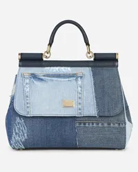 Dolce & Gabbana Borsa Sicily Media In Patch Denim E Pelle Di Vitello - Donna Borse A Mano Denim Denim Denim