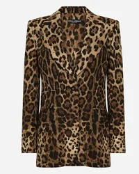 Dolce & Gabbana Giacca Turlington In Lana Stampa Leopardo - Donna Giacche E Blazer Stampa Animalier Lana Leo