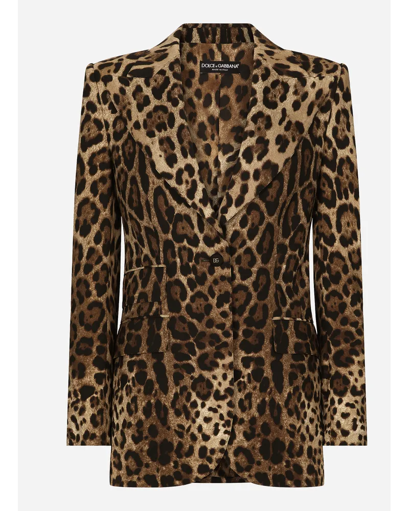 Dolce & Gabbana Giacca Turlington In Lana Stampa Leopardo - Donna Giacche E Blazer Stampa Animalier Lana Leo