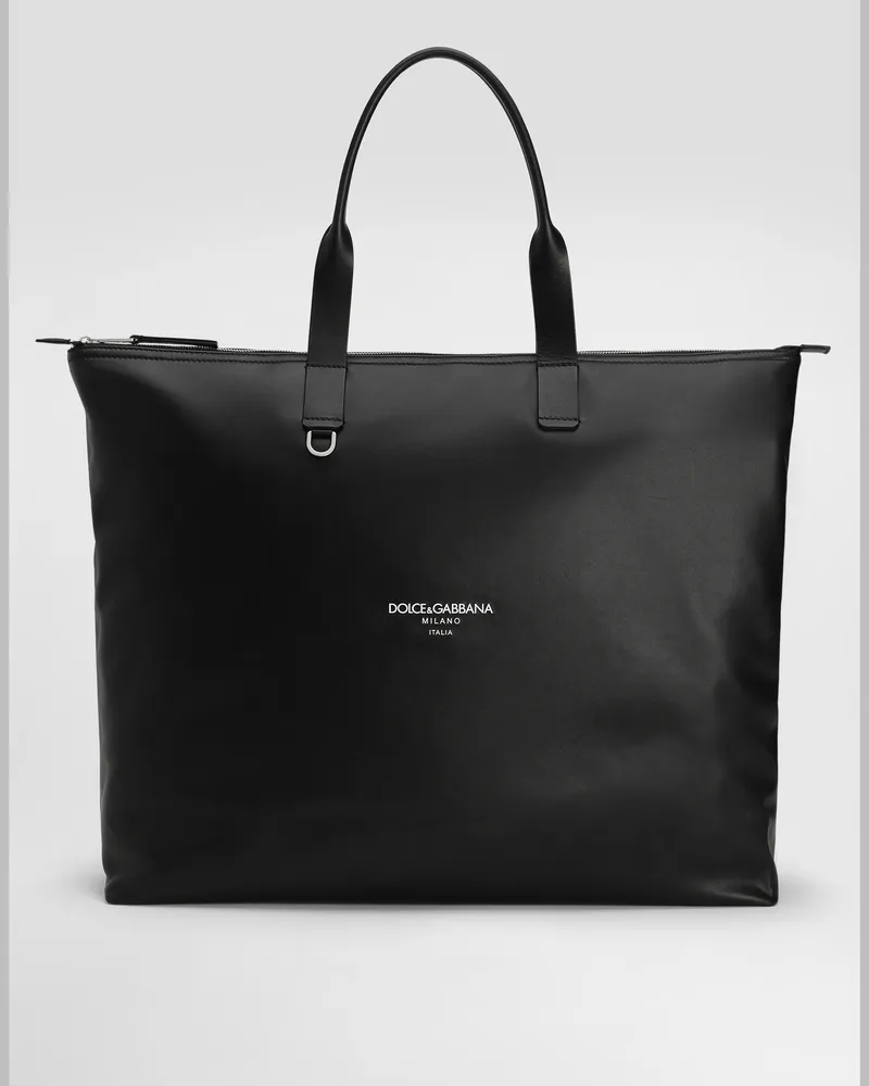 Dolce & Gabbana Shopping Bag Grande In Pelle Di Vitello - Uomo Borse Shopping Nero Nero