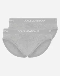 Dolce & Gabbana Bi-pack Slip Medio Cotone Stretch - Uomo Intimo E Loungewear Grigio Cotone Melange