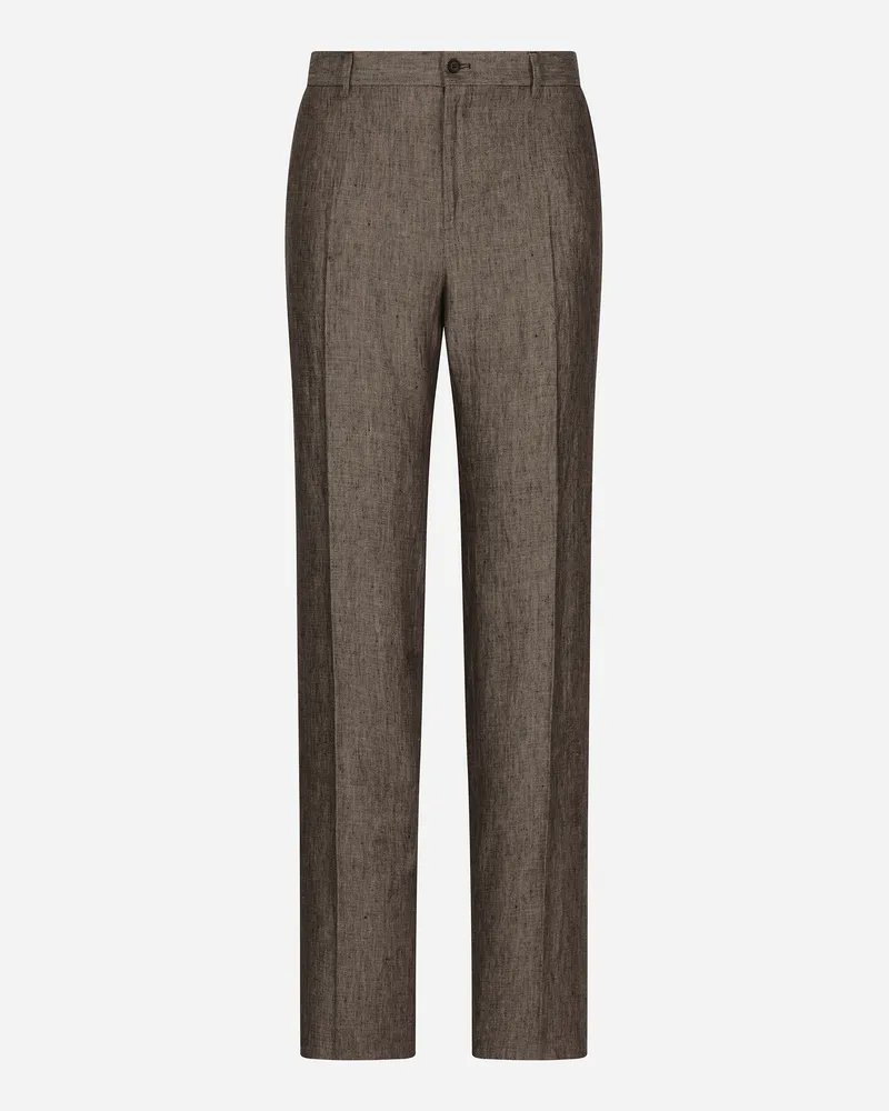 Dolce & Gabbana Pantalone Classico In Lino - Uomo Pantaloni E Shorts Multicolore Melange