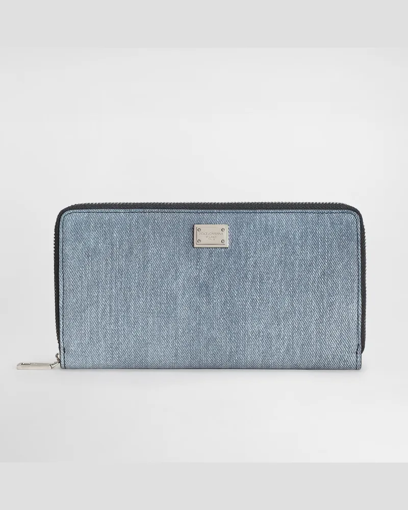 Dolce & Gabbana Portafoglio In Nabuk Denim - Uomo Portafogli E Piccola Pelletteria Denim Denim