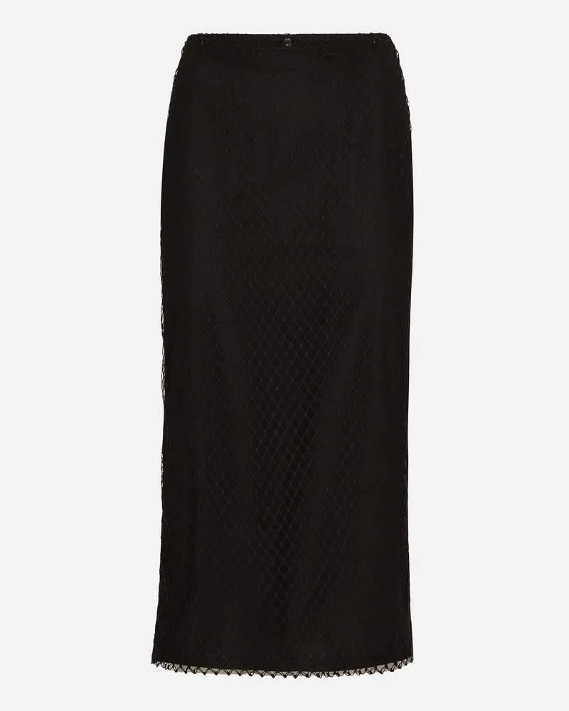 Dolce & Gabbana Gonna Longuette A Tubino In Rete - Donna Gonne Nero Nero