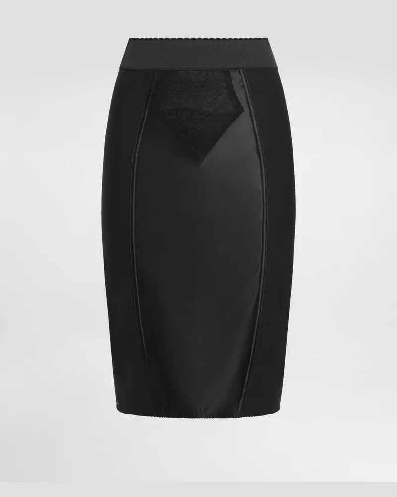 Dolce & Gabbana Gonna In Pizzo E Raso - Donna Gonne Nero Nero