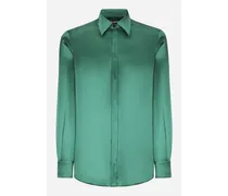 Camicia Fit Martini In Raso Di Seta - Uomo Camicie Verde Seta