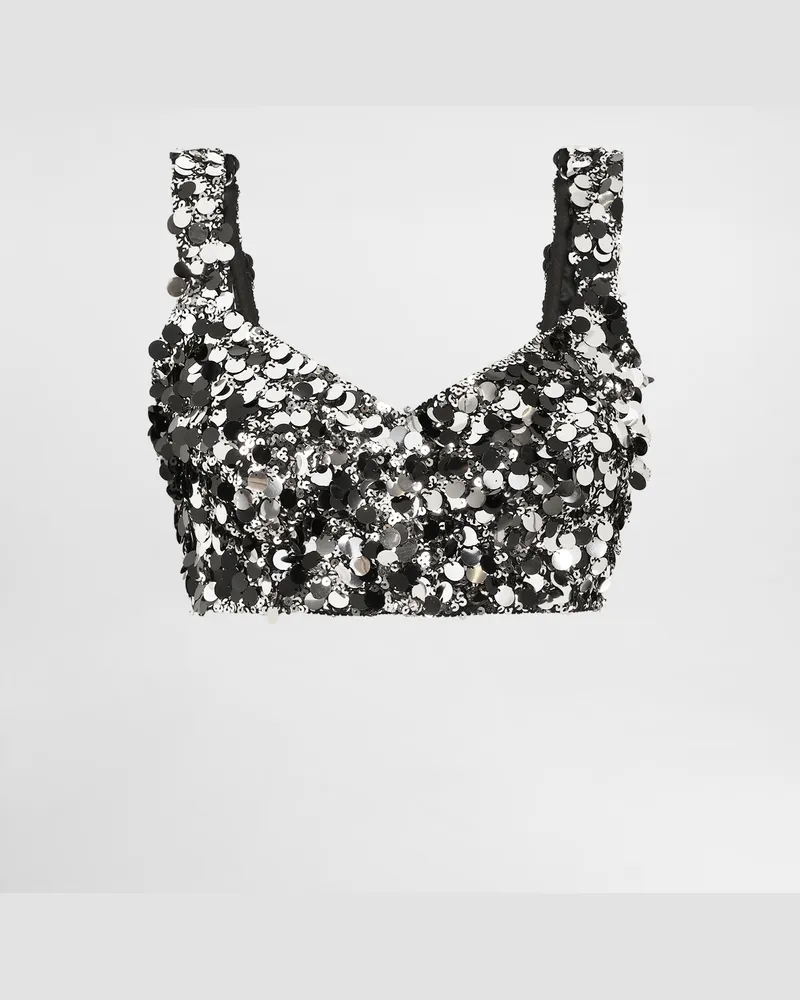 Dolce & Gabbana Top Bralette In Paillettes - Donna Camicie E Top Argento Argento