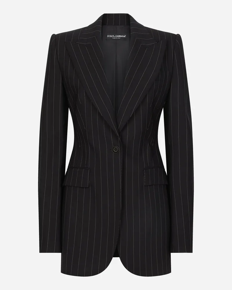 Dolce & Gabbana Giacca Turlington Monopetto In Gessato Di Lana - Donna Giacche E Blazer Multicolore Rigato