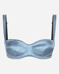 Dolce & Gabbana Reggiseno A Balconcino In Raso - Donna Intimo Azzurro Seta Azzurro