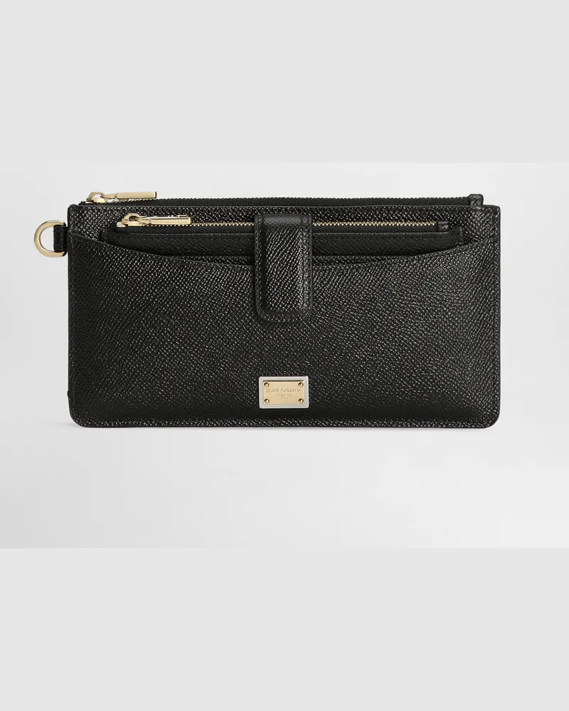 Dolce & Gabbana Portacarte In Pelle Di Vitello Dauphine - Donna Portafogli E Piccola Pelletteria Nero Pelle Nero
