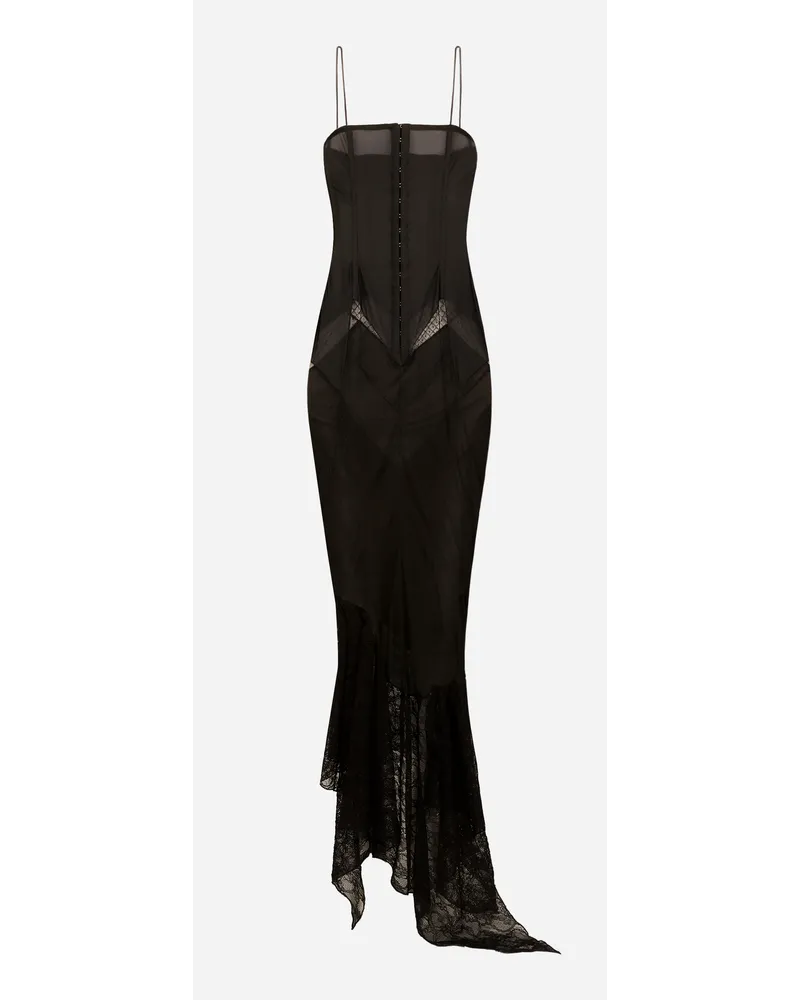 Dolce & Gabbana Abito Strapless In Pizzo Patchwork - Donna Abiti Nero Jersey Nero