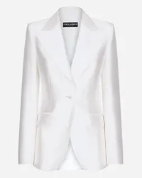 Dolce & Gabbana Giacca Turlington Monopetto In Mikado Di Seta - Donna Giacche E Blazer Bianco Seta Bianco