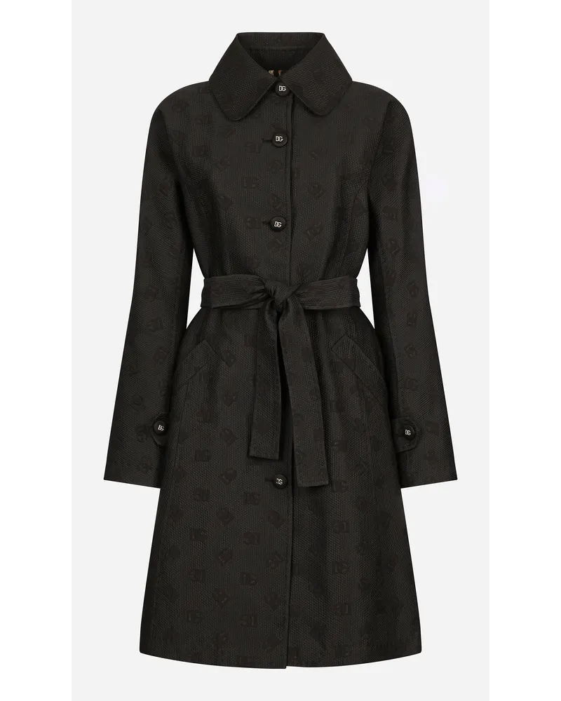 Dolce & Gabbana Trench In Jacquard Matelassé Logo Dg - Donna Cappotti E Giubbotti Nero Nero