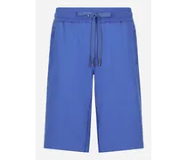 Bermuda Jogging In Jersey Con Placca Logata - Uomo Pantaloni E Shorts Blu Cotone