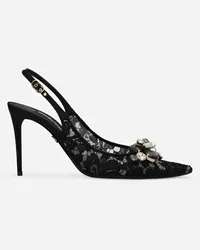 Dolce & Gabbana Slingback Rainbow Lace In Pizzo Lurex - Donna Décolleté E Slingback Nero Pizzo Nero