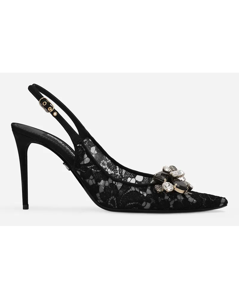 Dolce & Gabbana Slingback Rainbow Lace In Pizzo Lurex - Donna Décolleté E Slingback Nero Pizzo Nero