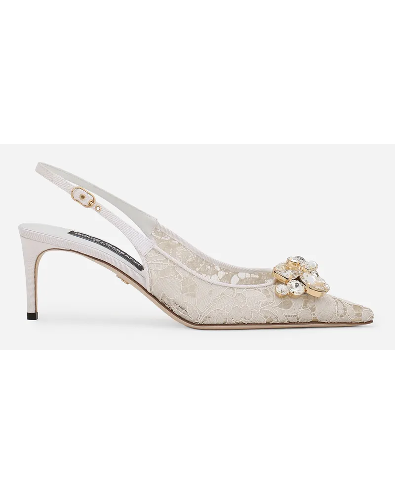 Dolce & Gabbana Slingback Rainbow Lace In Pizzo Lurex - Donna Décolleté E Slingback Grigio Pizzo Ghiaccio