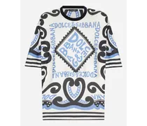 T-shirt Manica Corta In Seta Stampa Marina - Uomo T-shirts E Polo Azzurro