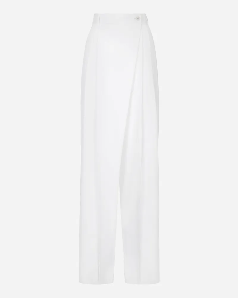 Dolce & Gabbana Pantaloni Flare In Popeline Di Cotone - Donna Pantaloni E Shorts Bianco Bianco