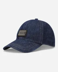 Dolce & Gabbana Cappello Baseball In Denim Con Placca Logata - Uomo Cappelli E Guanti Multicolore Variante