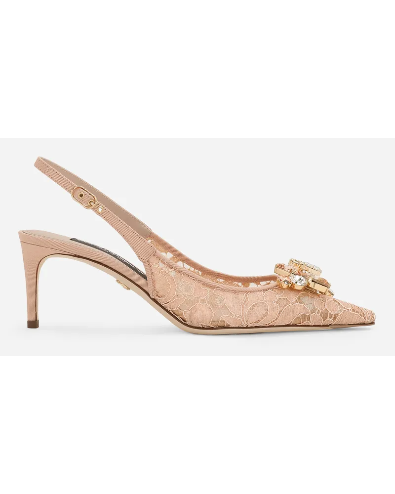 Dolce & Gabbana Slingback Rainbow Lace In Pizzo Lurex - Donna Décolleté E Slingback Rosa Pizzo Albicocca