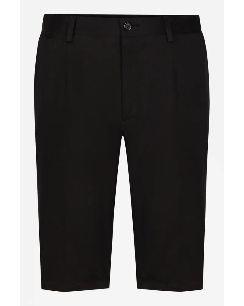 Dolce & Gabbana Bermuda In Cotone Stretch Con Patch Dg - Uomo Pantaloni E Shorts Blu Cotone Blu