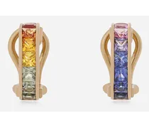 Orecchini Rainbow In Oro Giallo 18kt Con Zaffiri Multicolore E Diamanti - Donna Orecchini Oro Oro