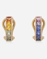 Dolce & Gabbana Orecchini Rainbow In Oro Giallo 18kt Con Zaffiri Multicolore E Diamanti - Donna Orecchini Oro Oro Oro