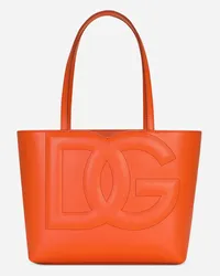 Dolce & Gabbana Borsa Dg Logo Bag Shopping Piccola In Pelle Di Vitello - Donna Borse Shopping Arancione Pelle Arancio