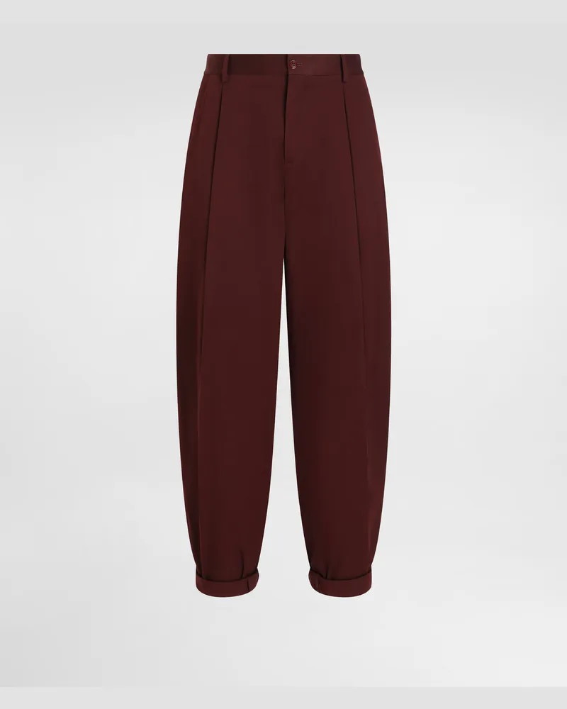 Dolce & Gabbana Pantaloni Doppia Pence In Gabardina Di Cotone - Uomo Pantaloni E Shorts Multicolore Marrone-viola