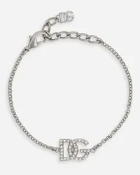 Dolce & Gabbana Bracciale A Catena Con Logo Dg - Uomo Bijoux Argento Metallo Argento