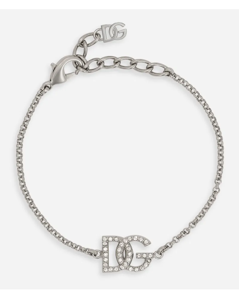 Dolce & Gabbana Bracciale A Catena Con Logo Dg - Uomo Bijoux Argento Metallo Argento