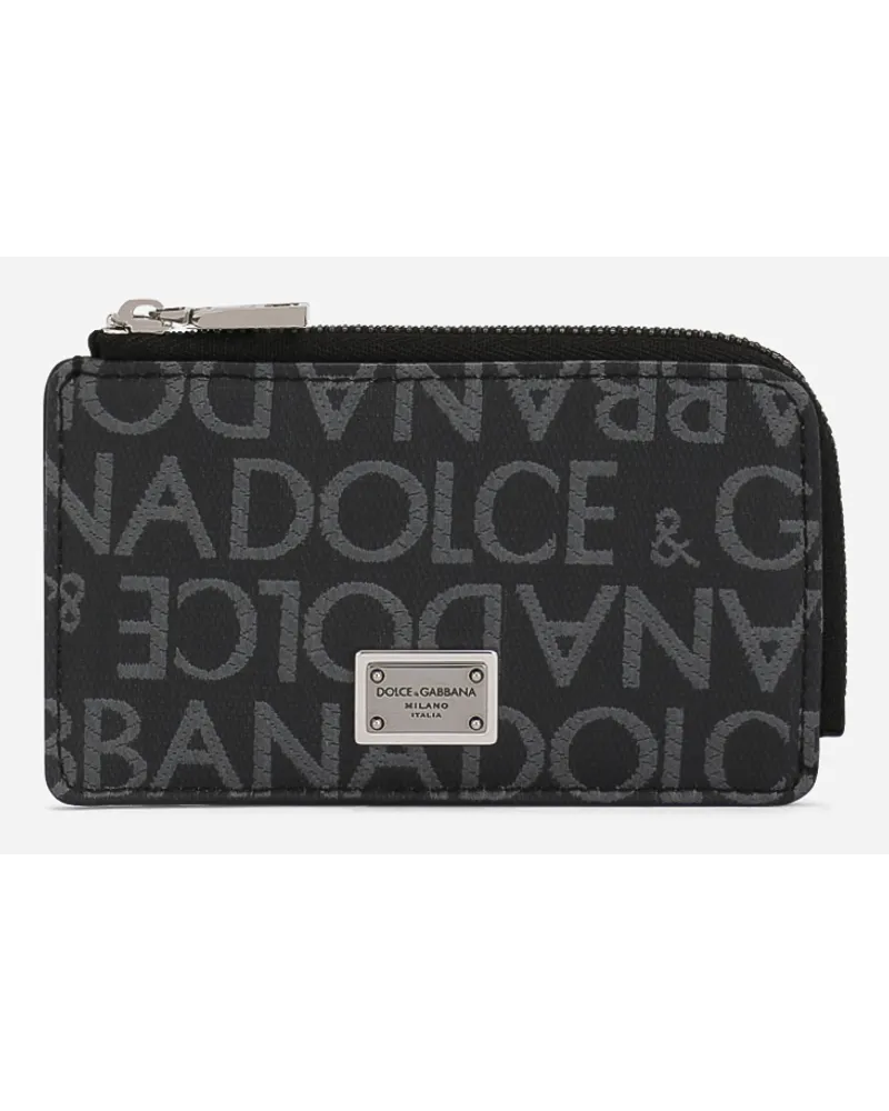 Dolce & Gabbana Portacarte In Jacquard Spalmato - Uomo Portafogli E Piccola Pelletteria Multicolore Tessuto Nero