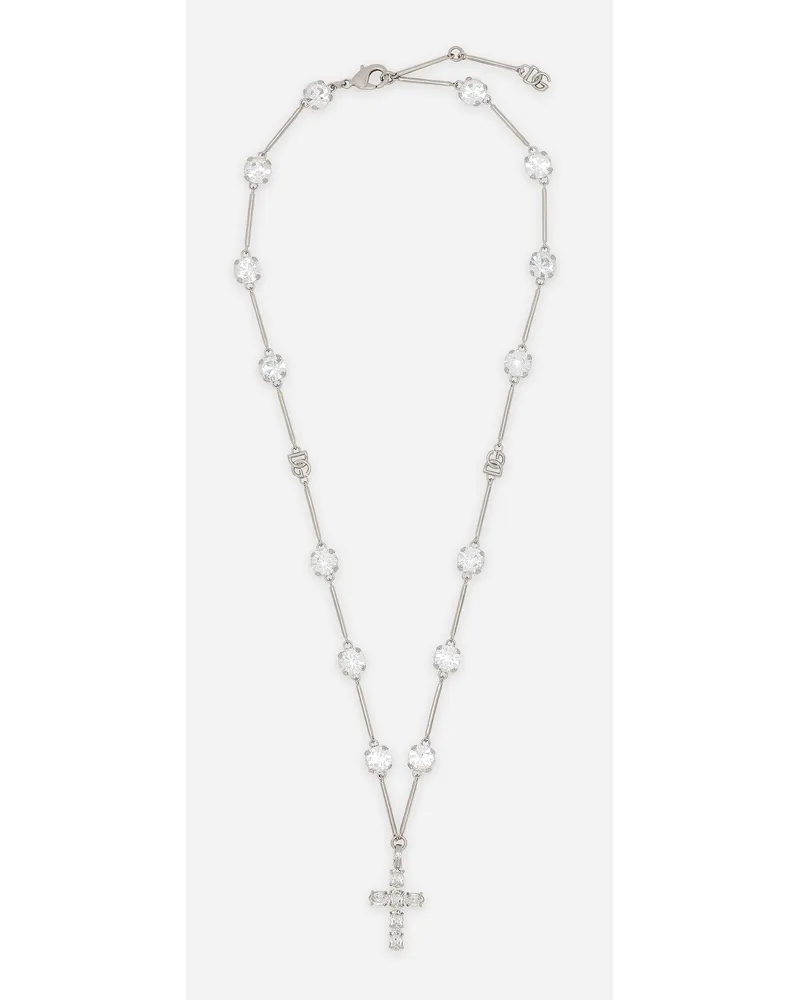 Dolce & Gabbana Collana Stile Rosario Con Croce In Strass - Donna Bijoux Cristallo Cristallo