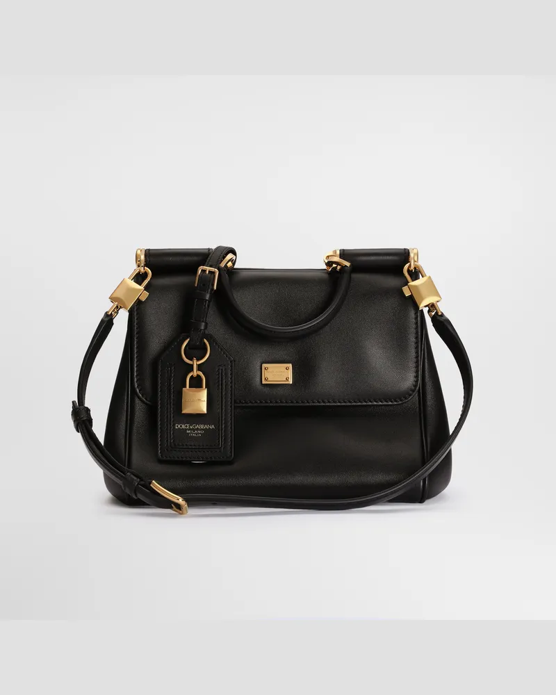 Dolce & Gabbana Borsa A Mano My Sicily In Pelle Di Vitello Plongé - Donna Borse A Mano Nero Nero