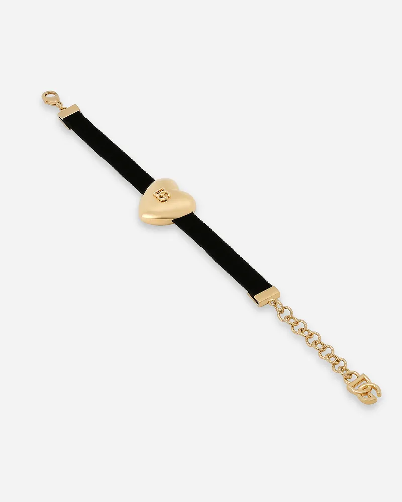 Dolce & Gabbana Bracciale In Velluto Con Cuore Logato Dg - Donna Bijoux Multicolore Metallo Nero