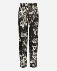 Dolce & Gabbana Pantalone Classici In Lino Con Stampa Fiori - Uomo Pantaloni E Shorts Stampa Stampa